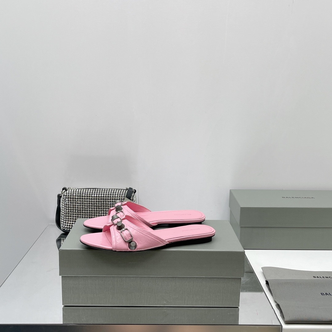 Balenciaga Cagole Sandal In Pink Arena Lambskin - PerfectKickZ
