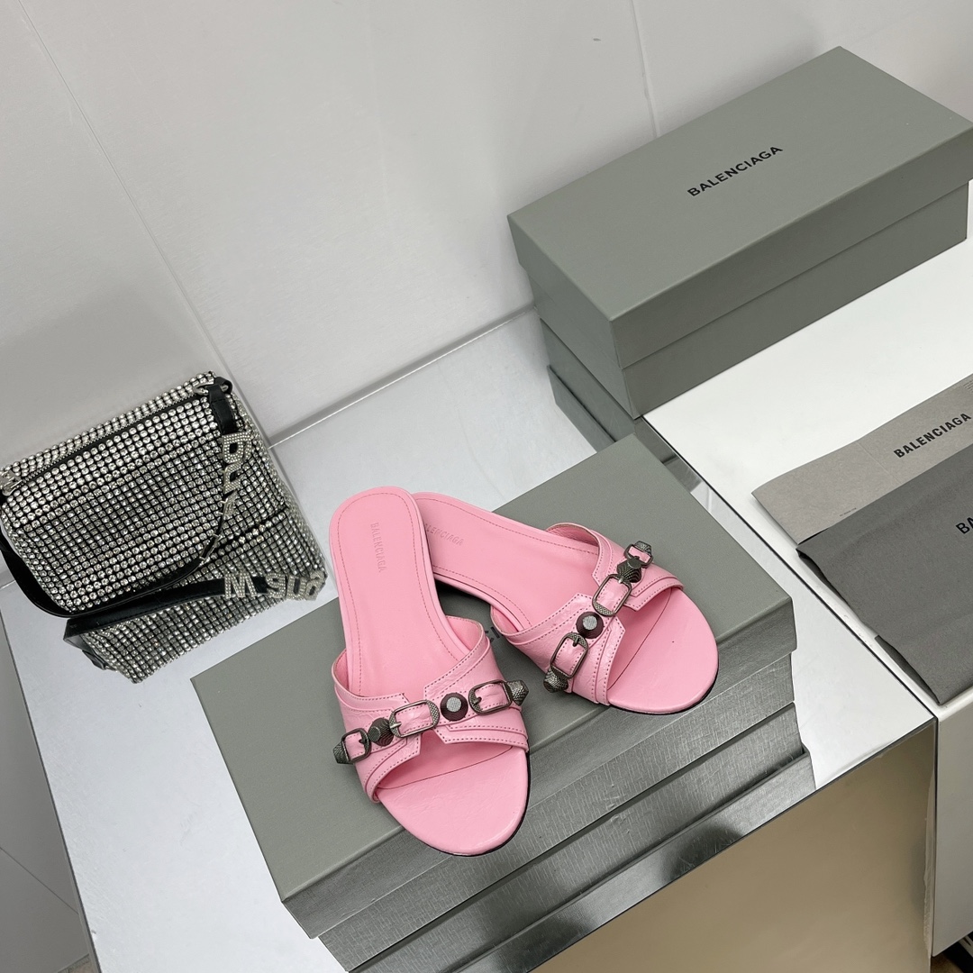 Balenciaga Cagole Sandal In Pink Arena Lambskin - PerfectKickZ