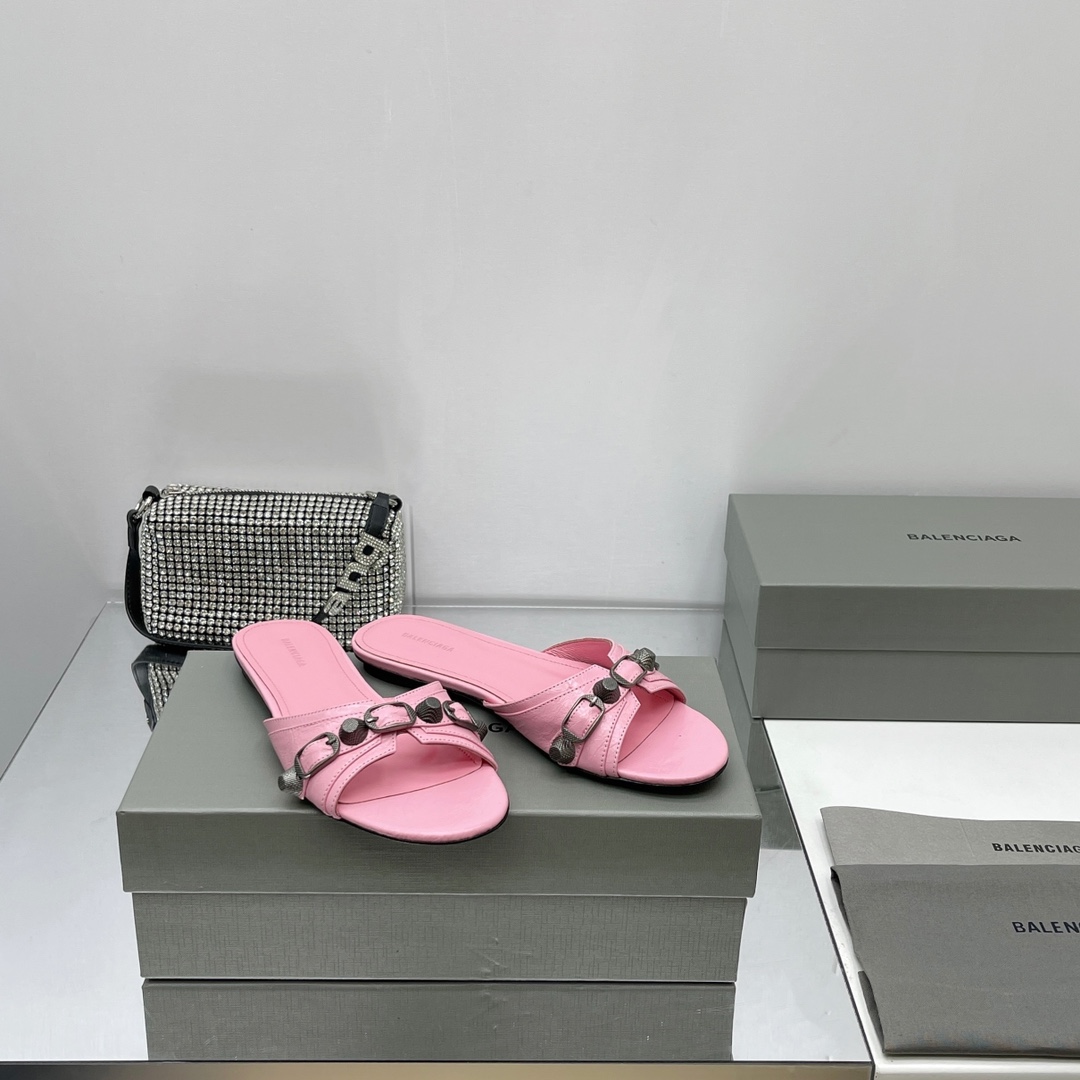 Balenciaga Cagole Sandal In Pink Arena Lambskin - PerfectKickZ