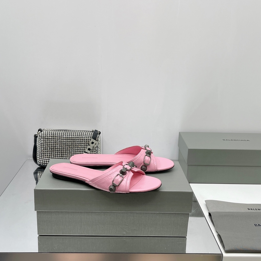 Balenciaga Cagole Sandal In Pink Arena Lambskin - PerfectKickZ
