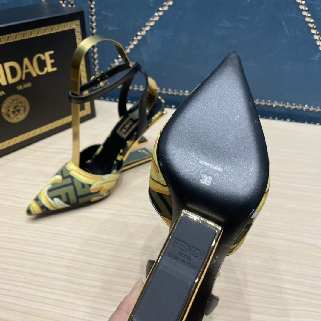 Fendi x Versace Fendace Printed Silk High-Heeled Slingbacks - PerfectKickZ