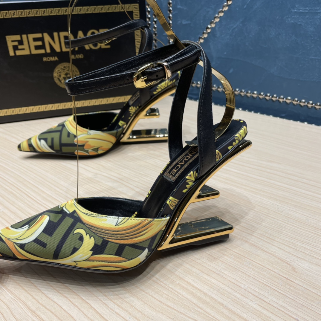 Fendi x Versace Fendace Printed Silk High-Heeled Slingbacks - PerfectKickZ