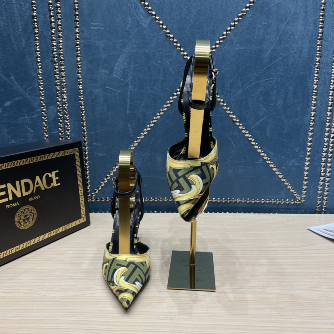 Fendi x Versace Fendace Printed Silk High-Heeled Slingbacks - PerfectKickZ