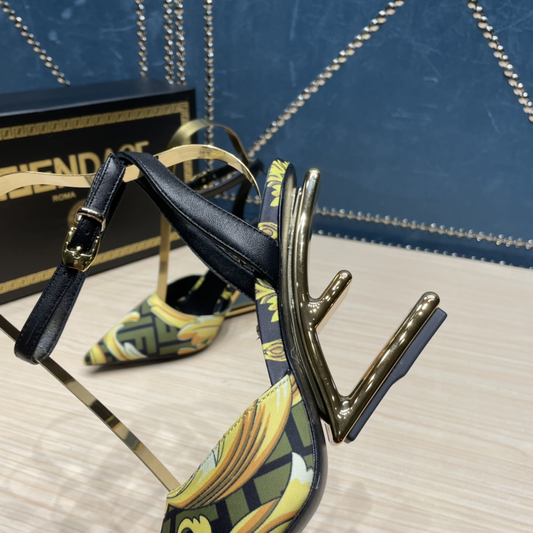 Fendi x Versace Fendace Printed Silk High-Heeled Slingbacks - PerfectKickZ