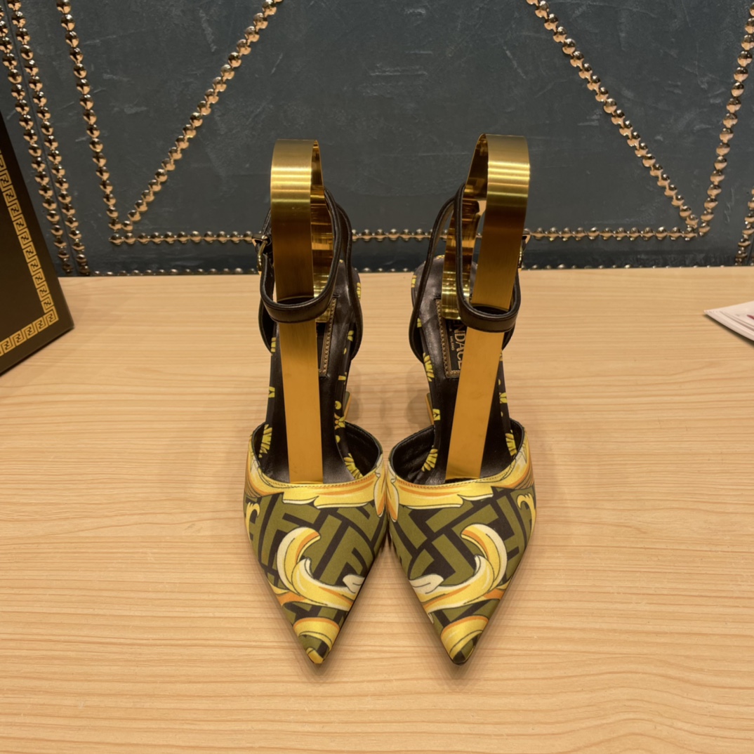 Fendi x Versace Fendace Printed Silk High-Heeled Slingbacks - PerfectKickZ
