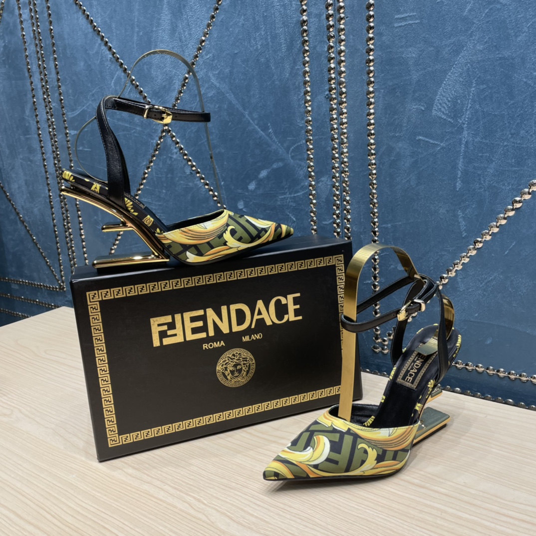 Fendi x Versace Fendace Printed Silk High-Heeled Slingbacks - PerfectKickZ