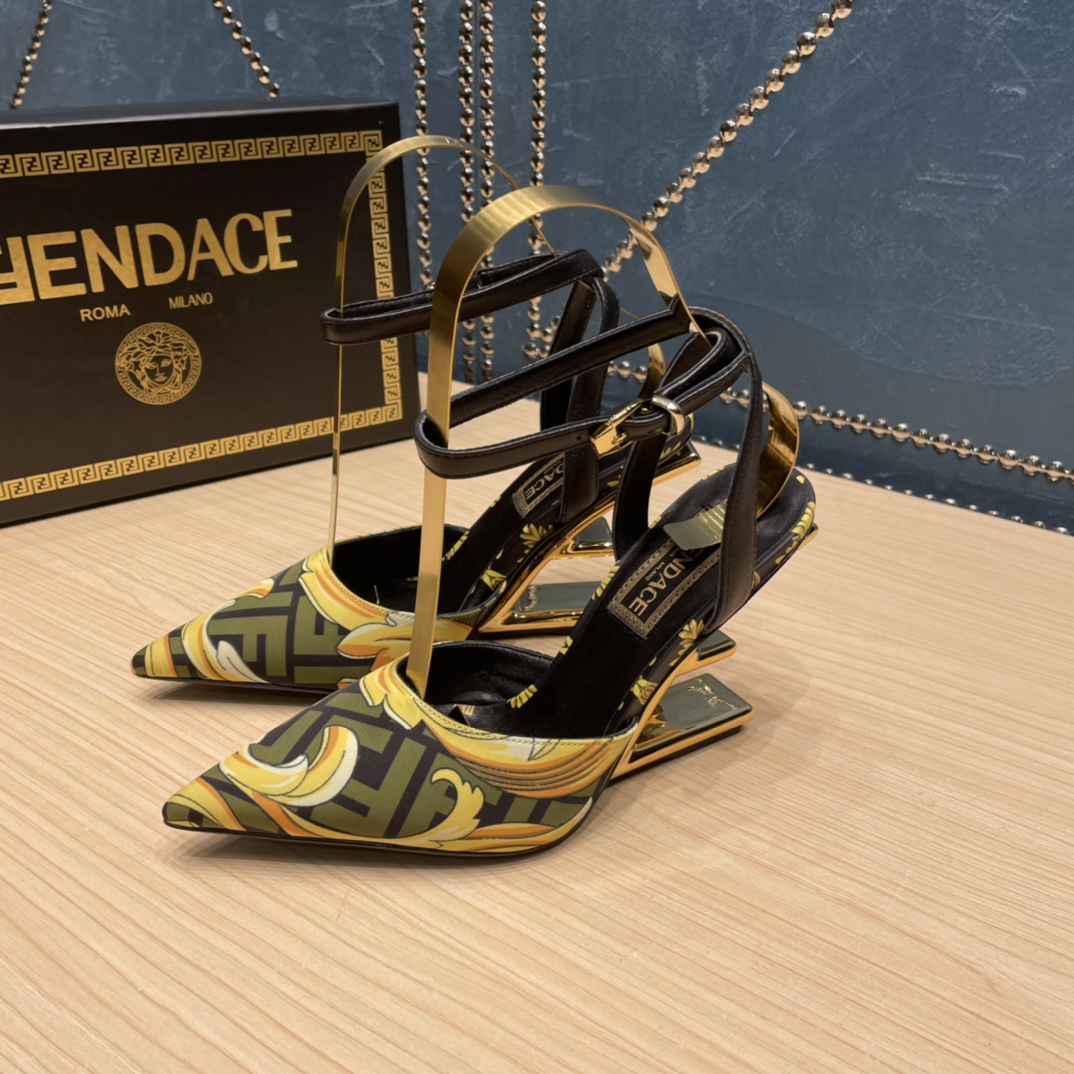 Fendi x Versace Fendace Printed Silk High-Heeled Slingbacks - PerfectKickZ