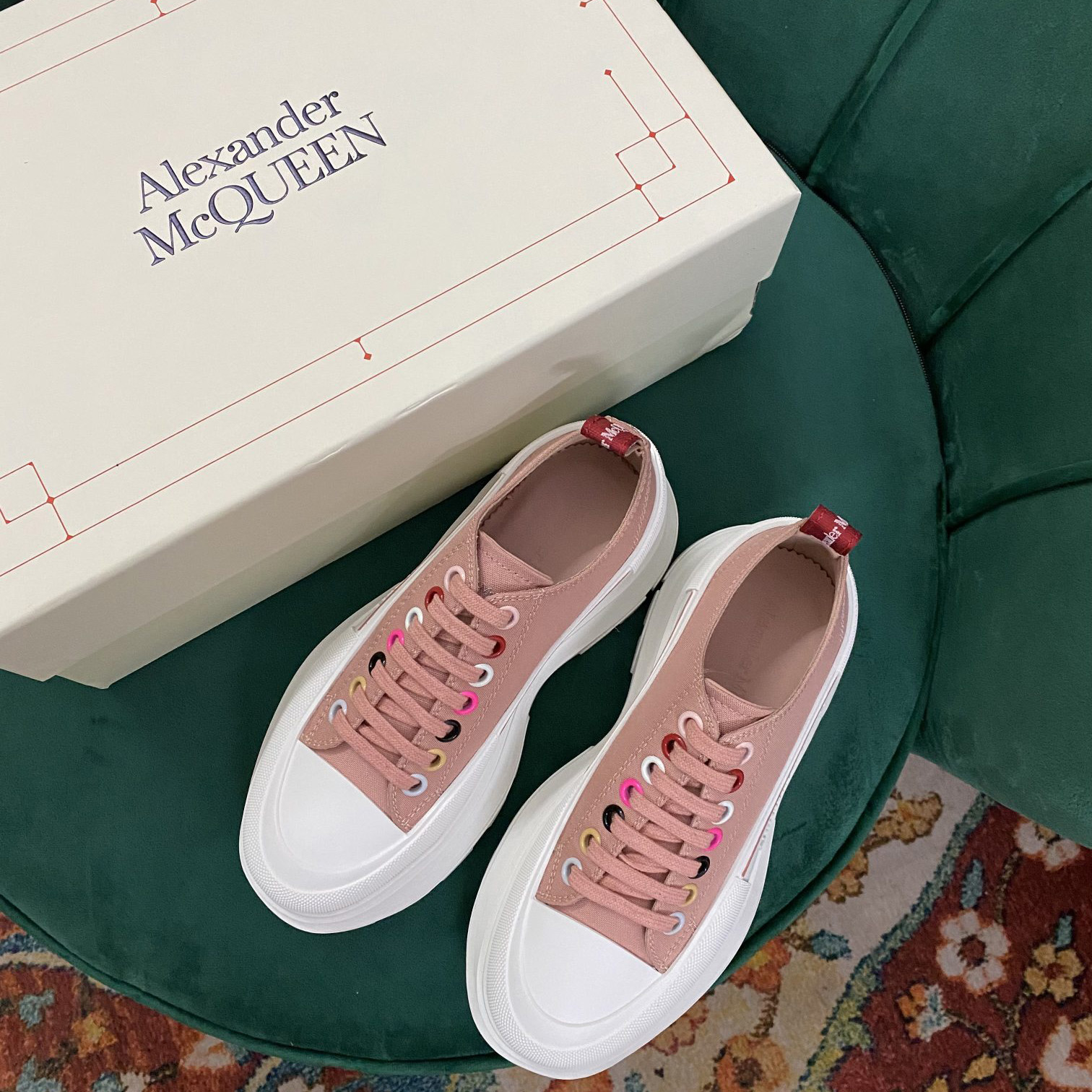 Alexander Mqueen Women's Tread Slick Lace Up In Magnolia - PerfectKickZ