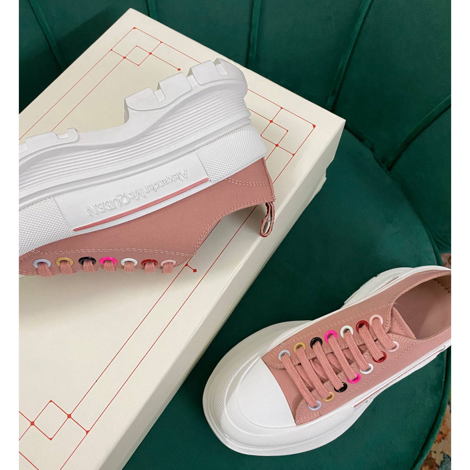 Alexander Mqueen Women's Tread Slick Lace Up In Magnolia - PerfectKickZ