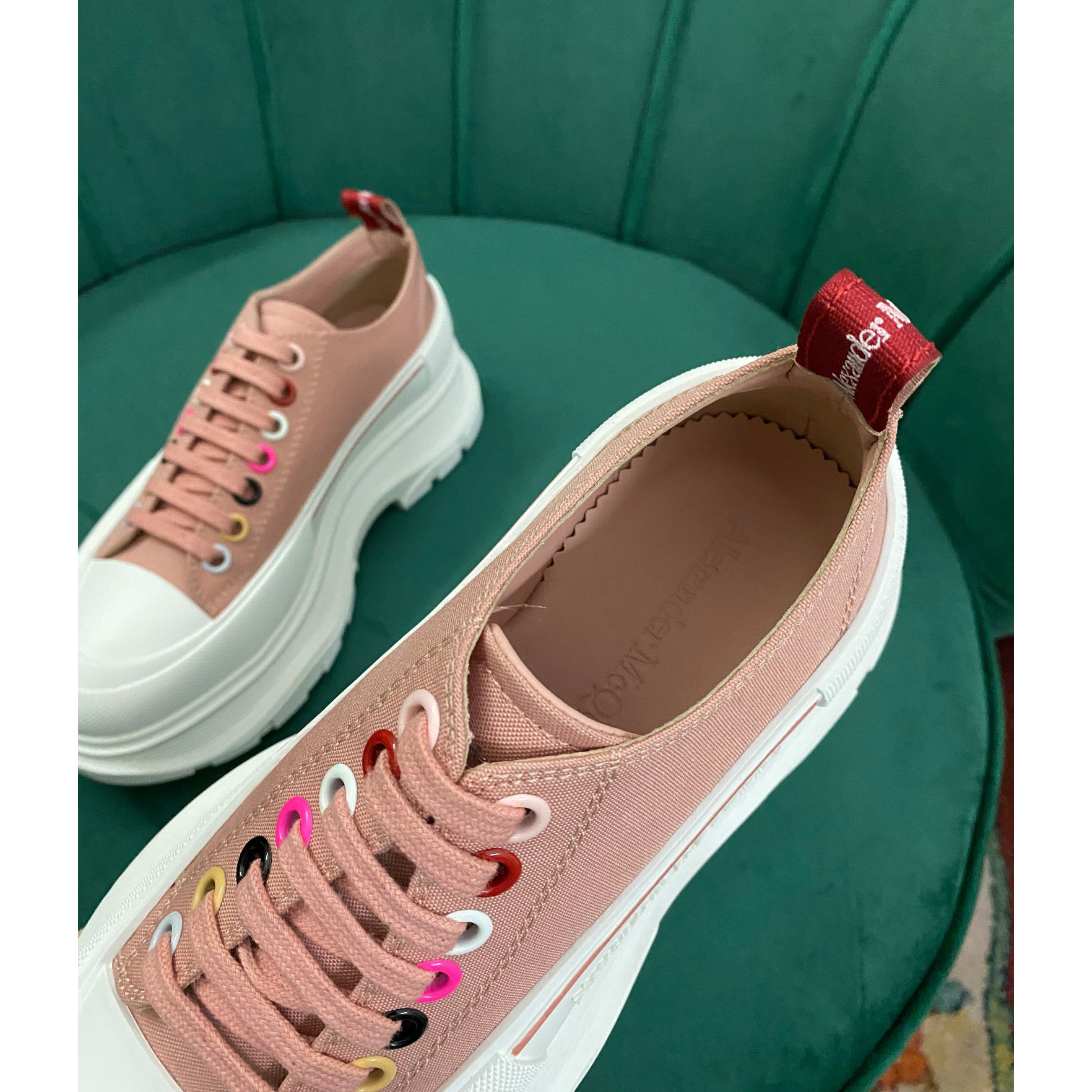Alexander Mqueen Women's Tread Slick Lace Up In Magnolia - PerfectKickZ