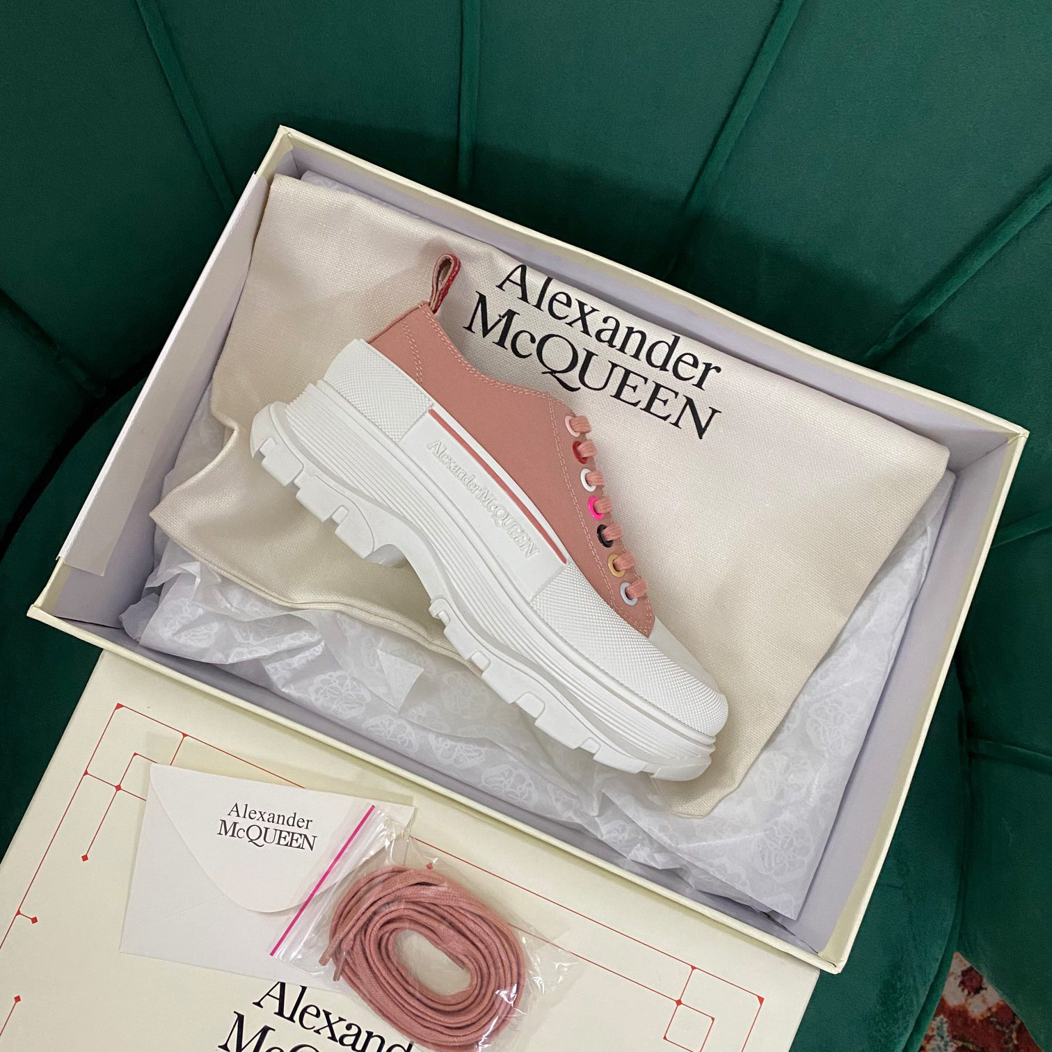 Alexander Mqueen Women's Tread Slick Lace Up In Magnolia - PerfectKickZ