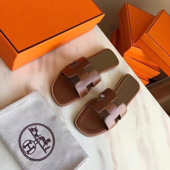 Hermes Leather Oran Sandals - PerfectKickZ
