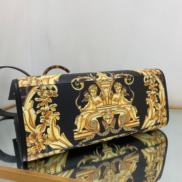 Versace x Fendi Sunshine Medium Fendace Printed White Leather Shopper(35-31-17cm) - PerfectKickZ