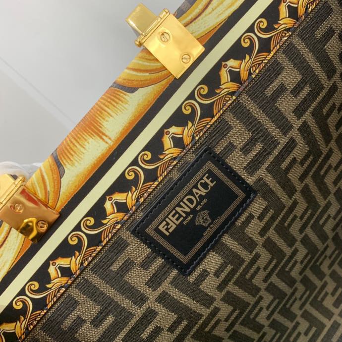 Versace x Fendi Sunshine Medium Fendace Printed White Leather Shopper(35-31-17cm) - PerfectKickZ