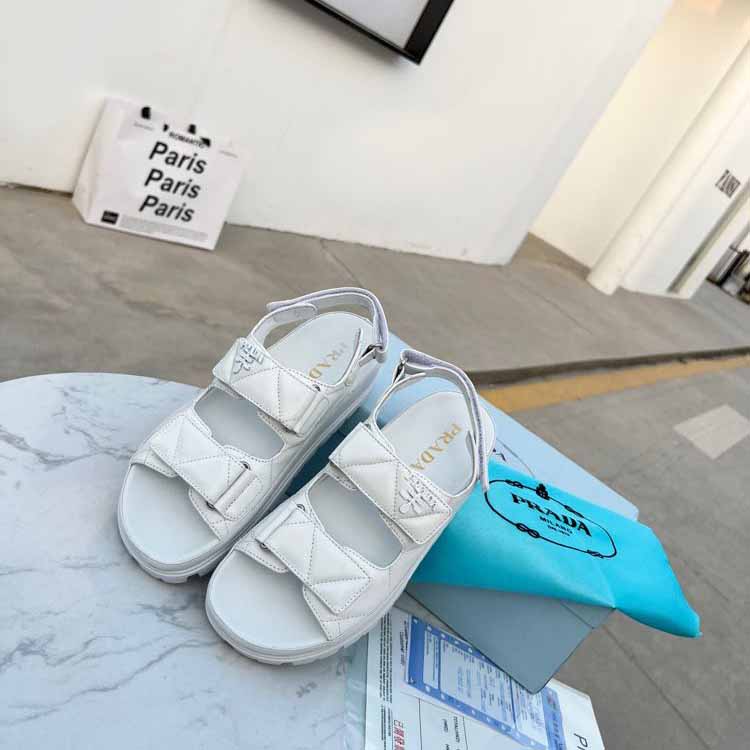 Prada Padded Nappa Leather Sandals - PerfectKickZ