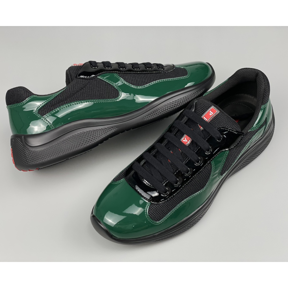 Prada Male America's Cup Sneaker In Bottle Green/Black - PerfectKickZ