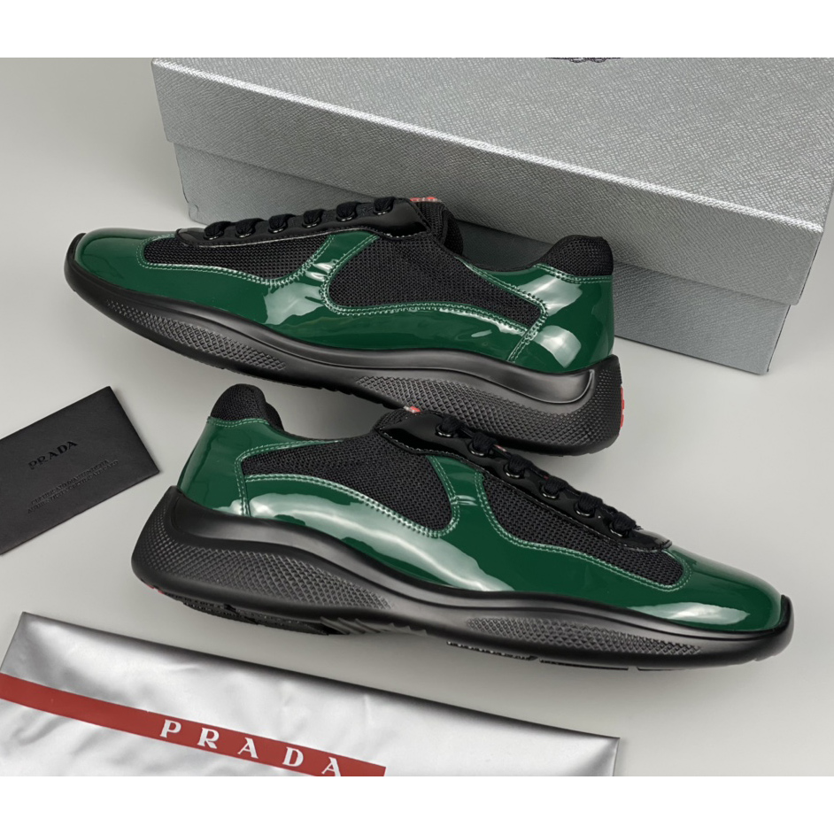 Prada Male America's Cup Sneaker In Bottle Green/Black - PerfectKickZ