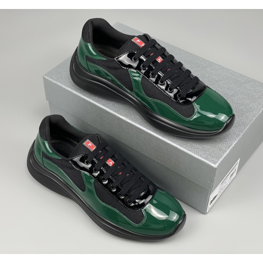 Prada Male America's Cup Sneaker In Bottle Green/Black - PerfectKickZ