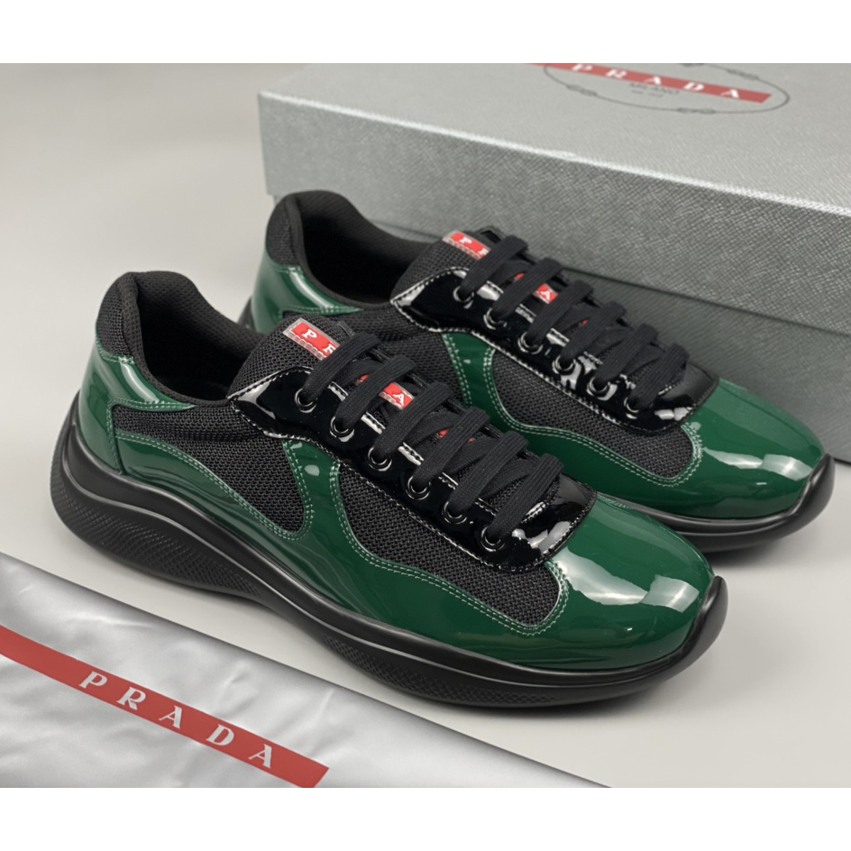 Prada Male America's Cup Sneaker In Bottle Green/Black - PerfectKickZ