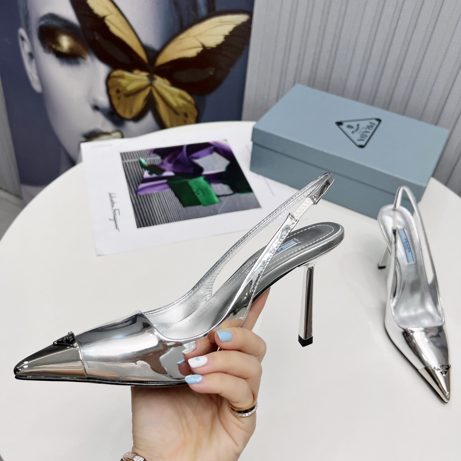 Prada Brushed Leather Slingback Pumps  - PerfectKickZ
