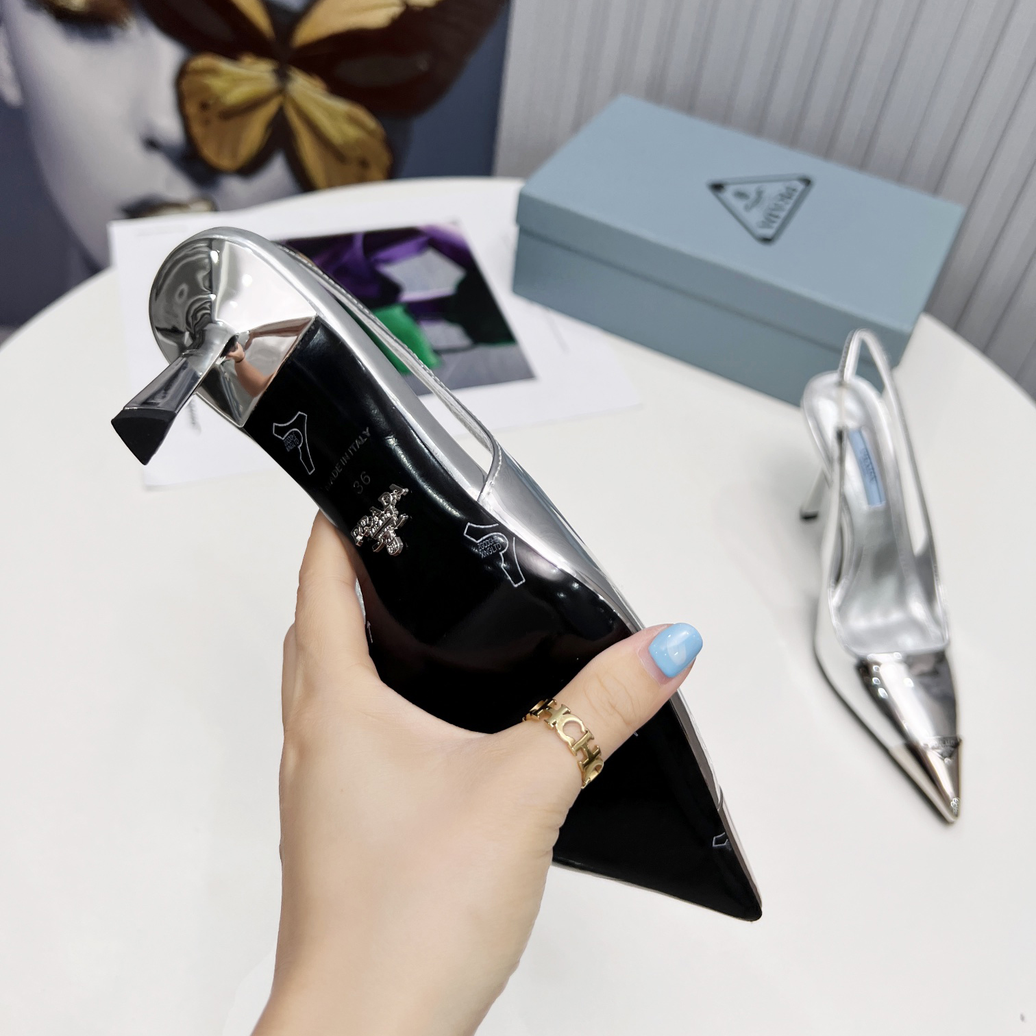 Prada Brushed Leather Slingback Pumps  - PerfectKickZ
