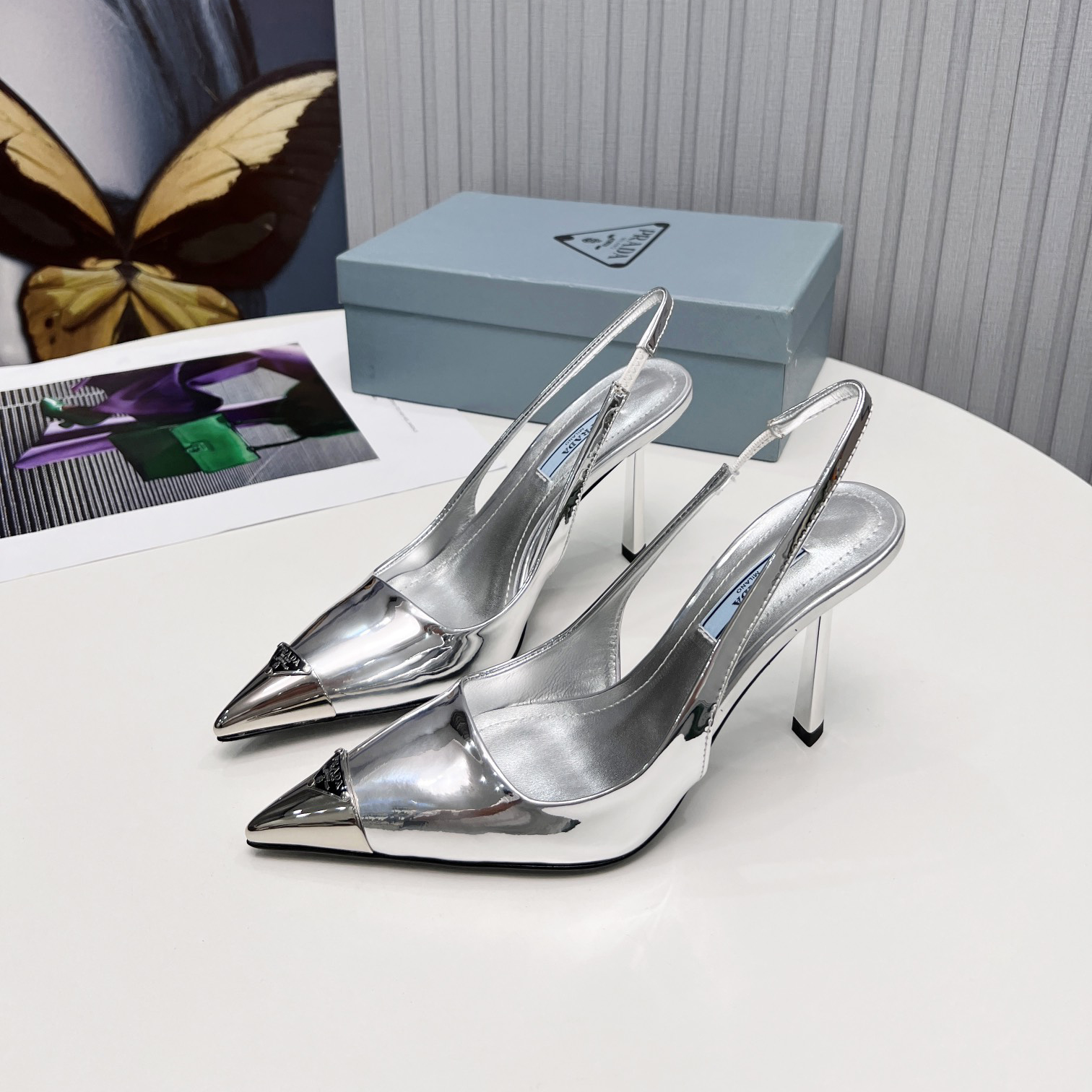 Prada Brushed Leather Slingback Pumps  - PerfectKickZ