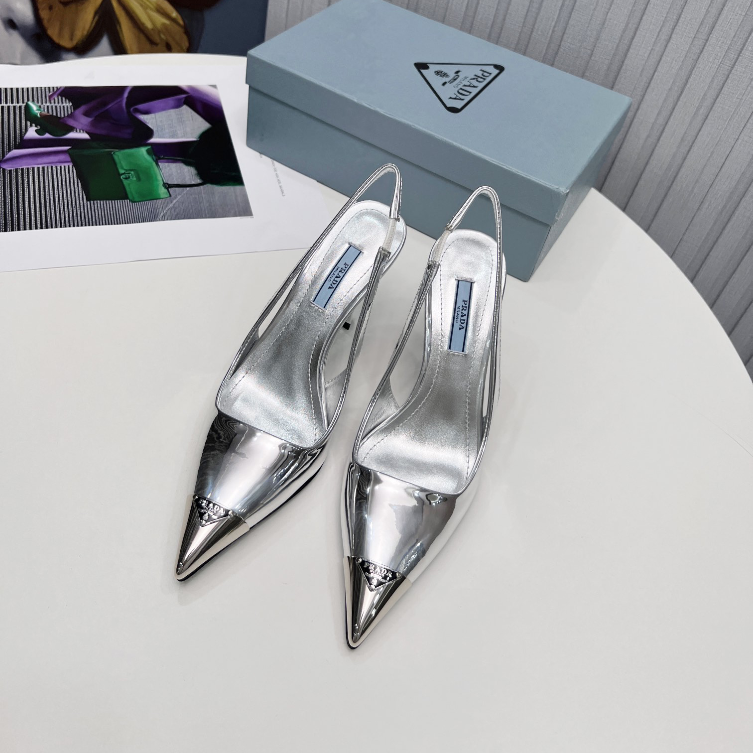 Prada Brushed Leather Slingback Pumps  - PerfectKickZ