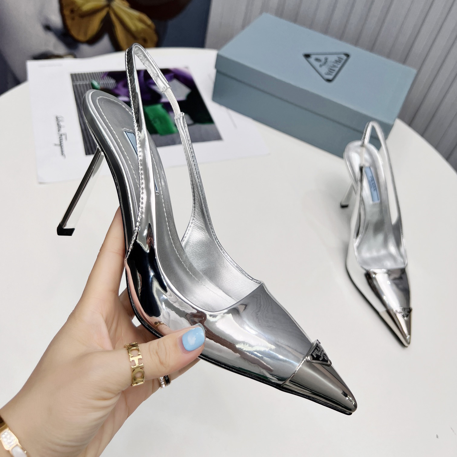 Prada Brushed Leather Slingback Pumps  - PerfectKickZ