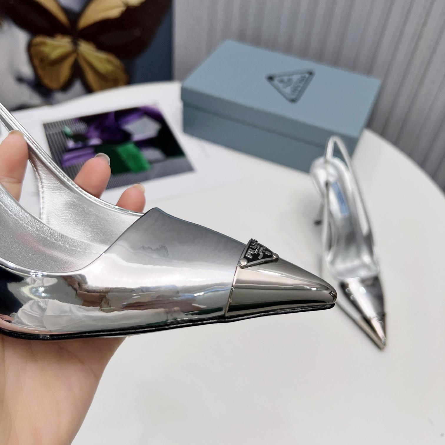Prada Brushed Leather Slingback Pumps  - PerfectKickZ