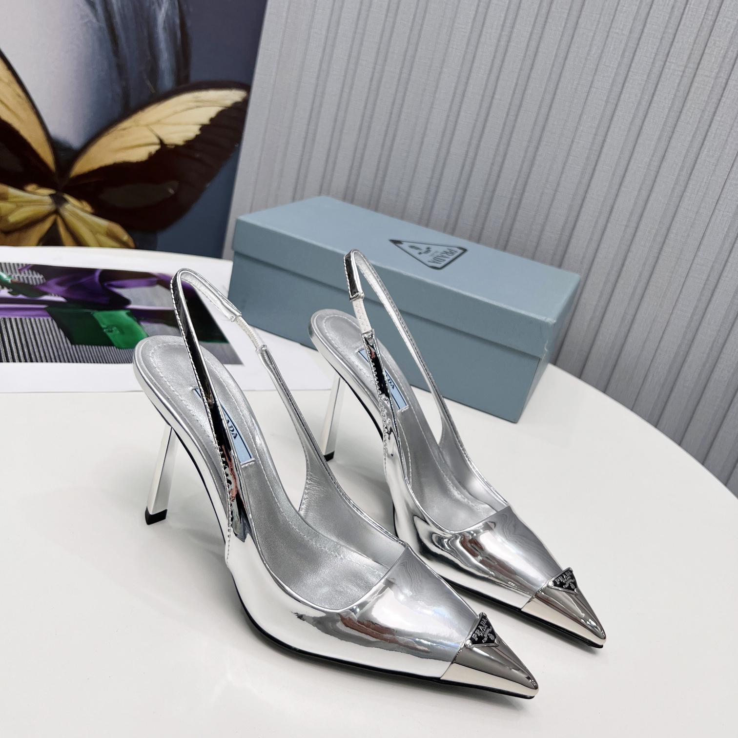 Prada Brushed Leather Slingback Pumps  - PerfectKickZ