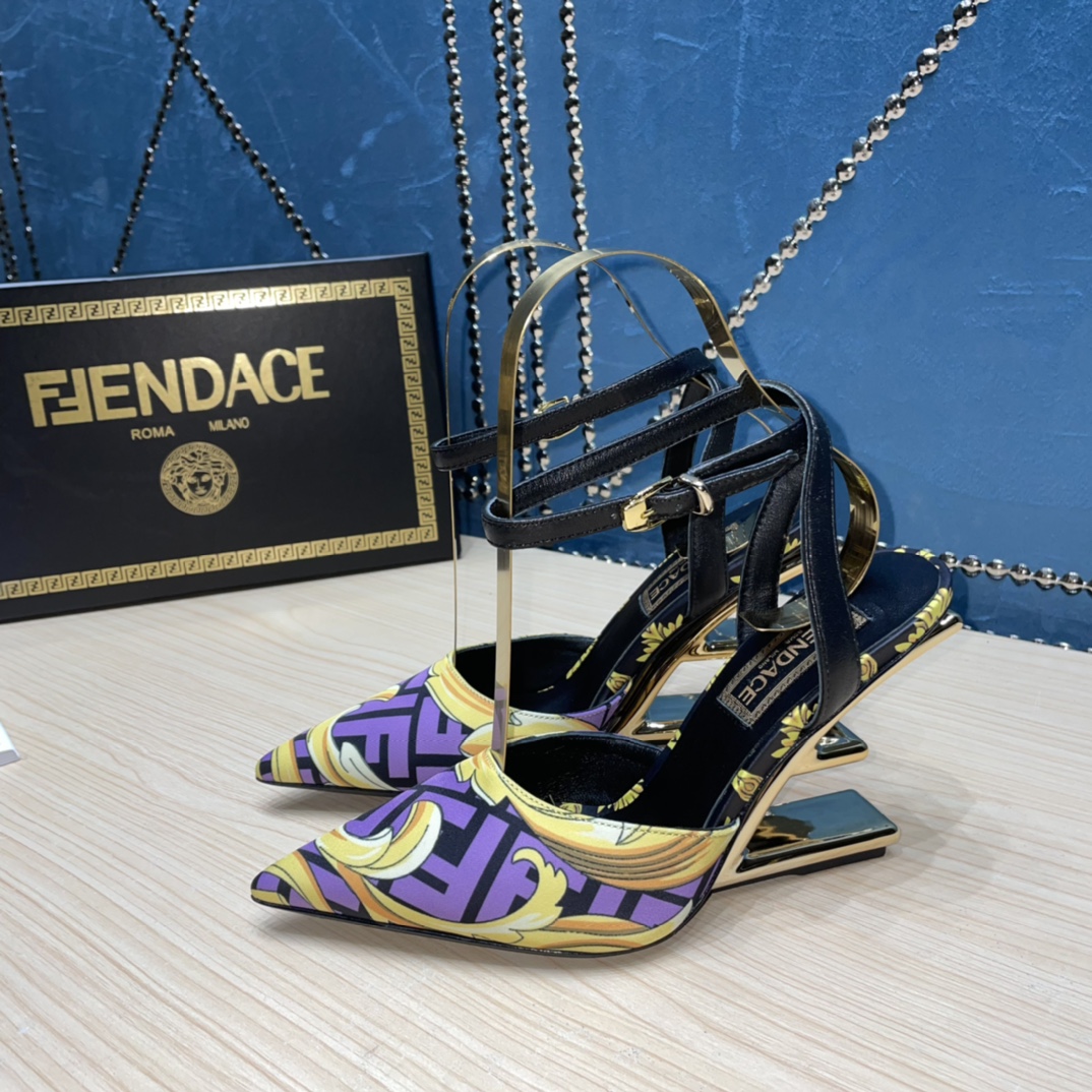 Fendi x Versace Fendace Printed Silk High-Heeled Slingbacks - PerfectKickZ