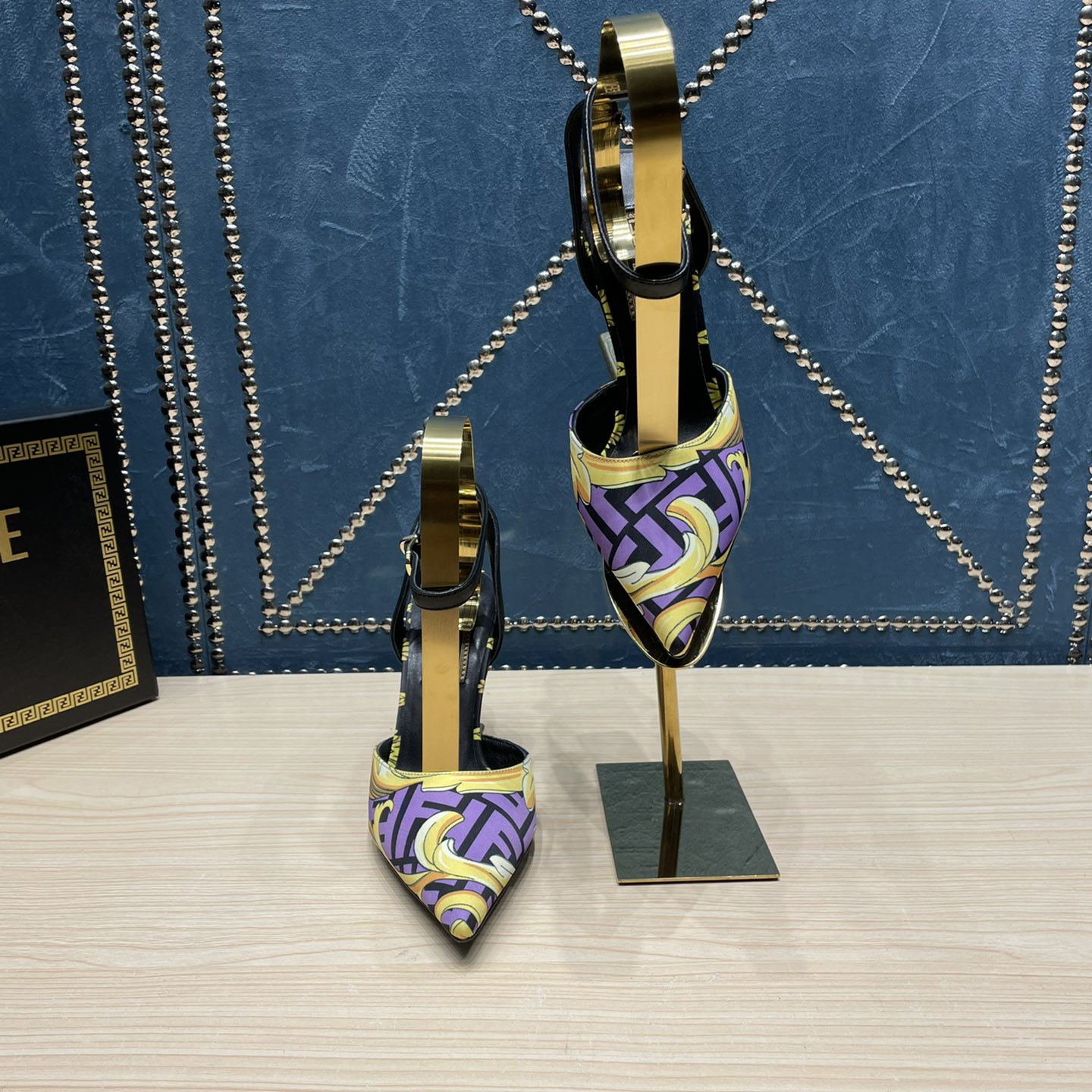 Fendi x Versace Fendace Printed Silk High-Heeled Slingbacks - PerfectKickZ