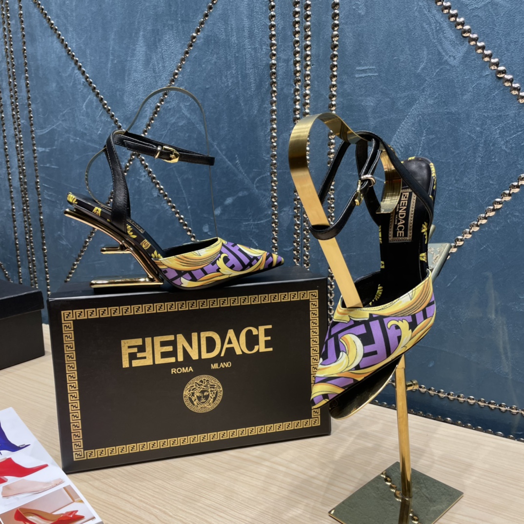 Fendi x Versace Fendace Printed Silk High-Heeled Slingbacks - PerfectKickZ