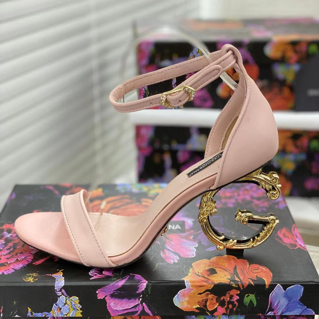 Dolce & Gabbana Nappa Leather Sandals With Baroque DG Heel - PerfectKickZ
