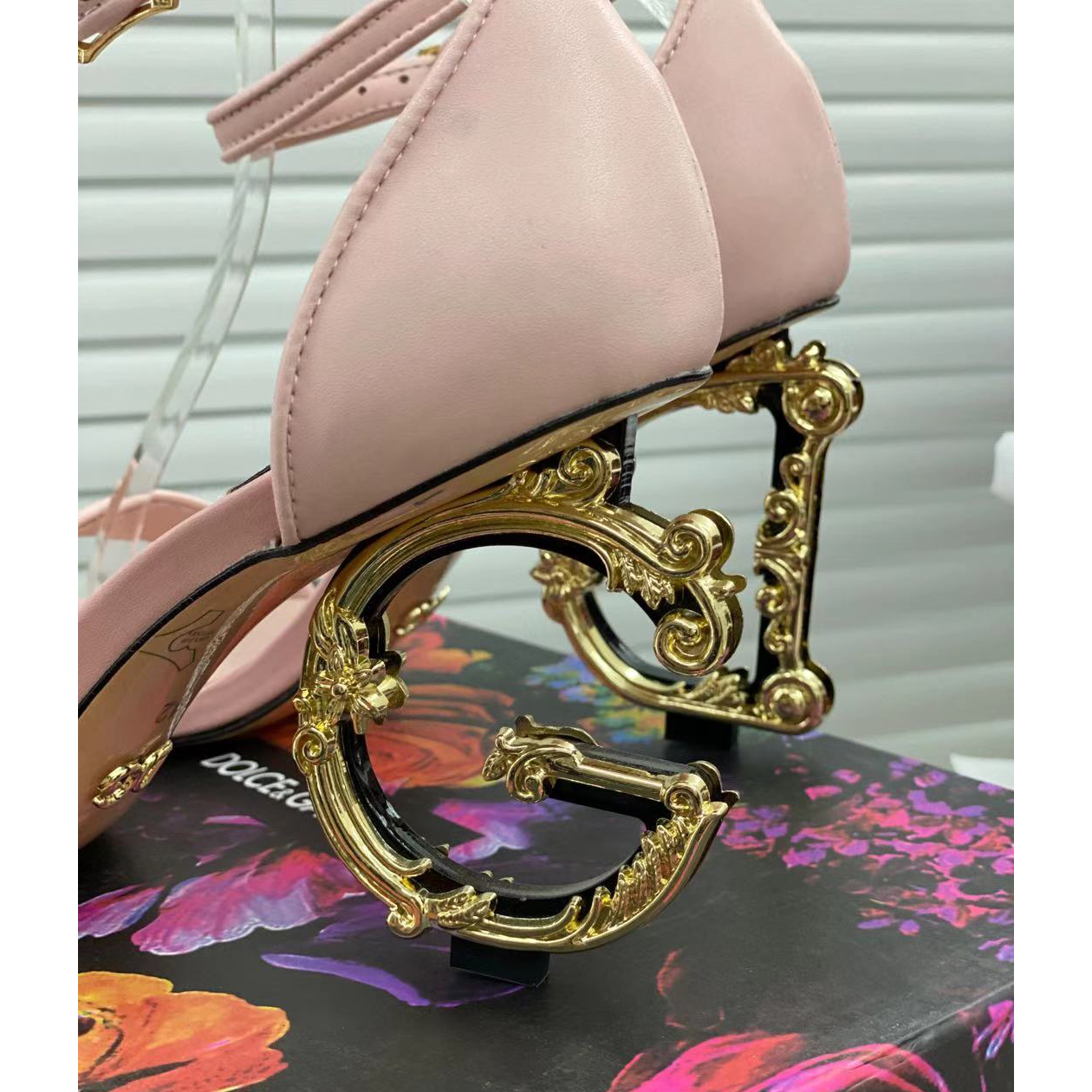 Dolce & Gabbana Nappa Leather Sandals With Baroque DG Heel - PerfectKickZ