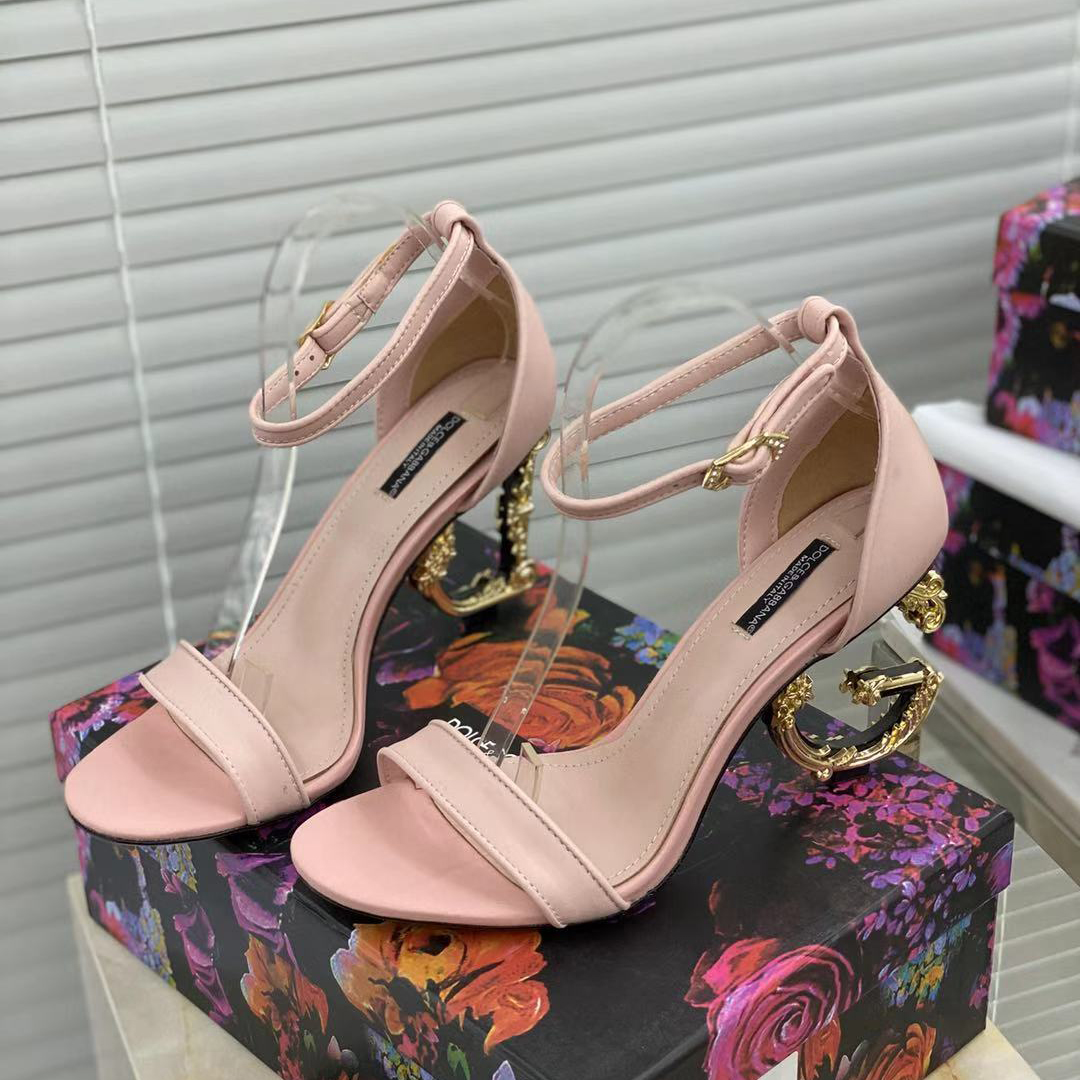 Dolce & Gabbana Nappa Leather Sandals With Baroque DG Heel - PerfectKickZ