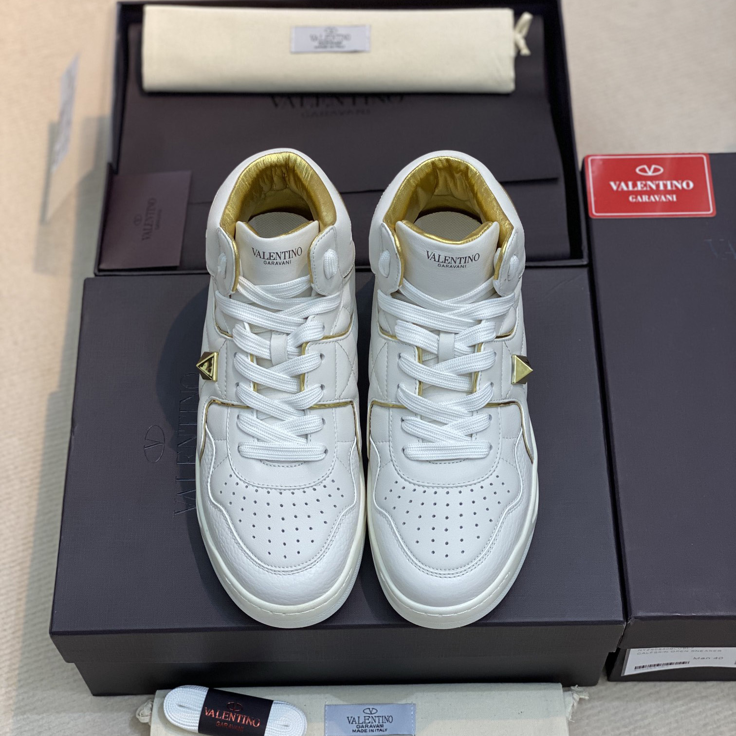 Valenti One Stud Mid-Top Nappa Sneaker - PerfectKickZ