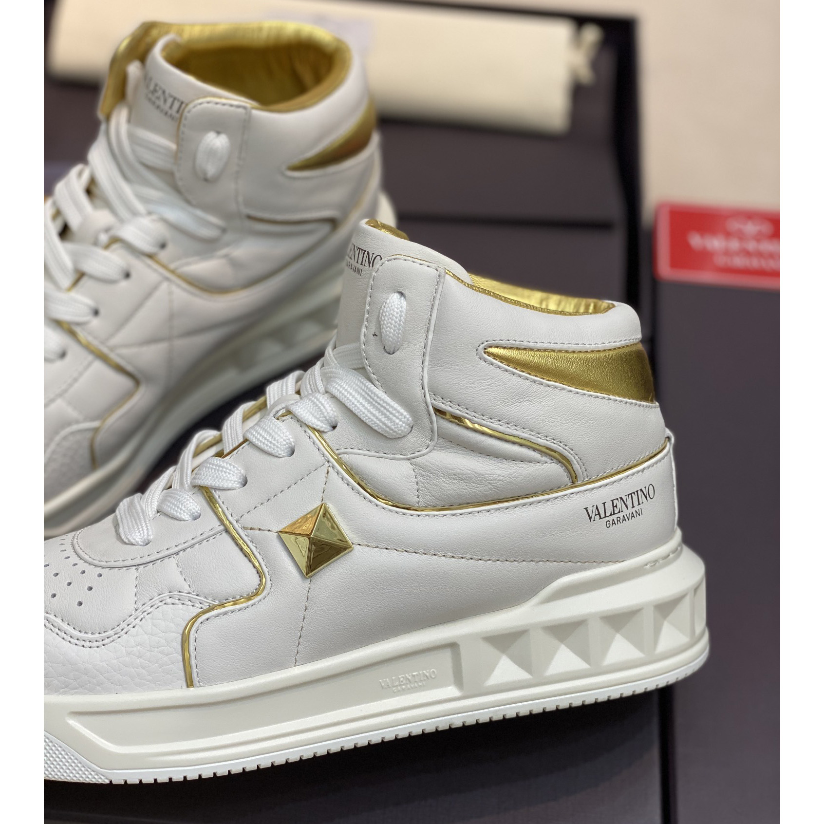 Valenti One Stud Mid-Top Nappa Sneaker - PerfectKickZ