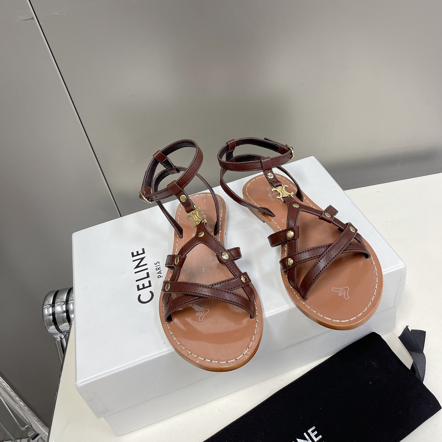 Celine Taillat Triomphe Sandal In Light Brown - PerfectKickZ
