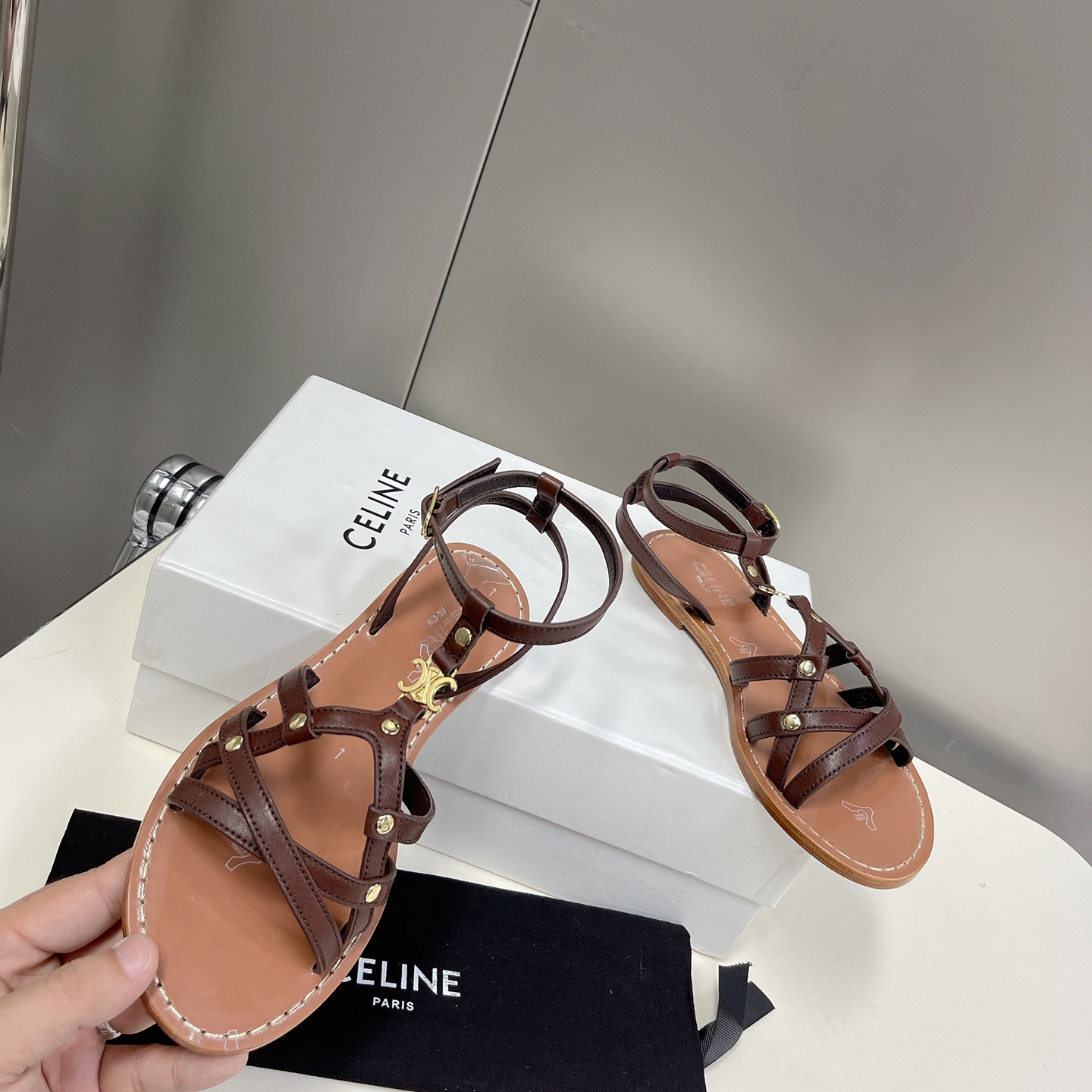 Celine Taillat Triomphe Sandal In Light Brown - PerfectKickZ