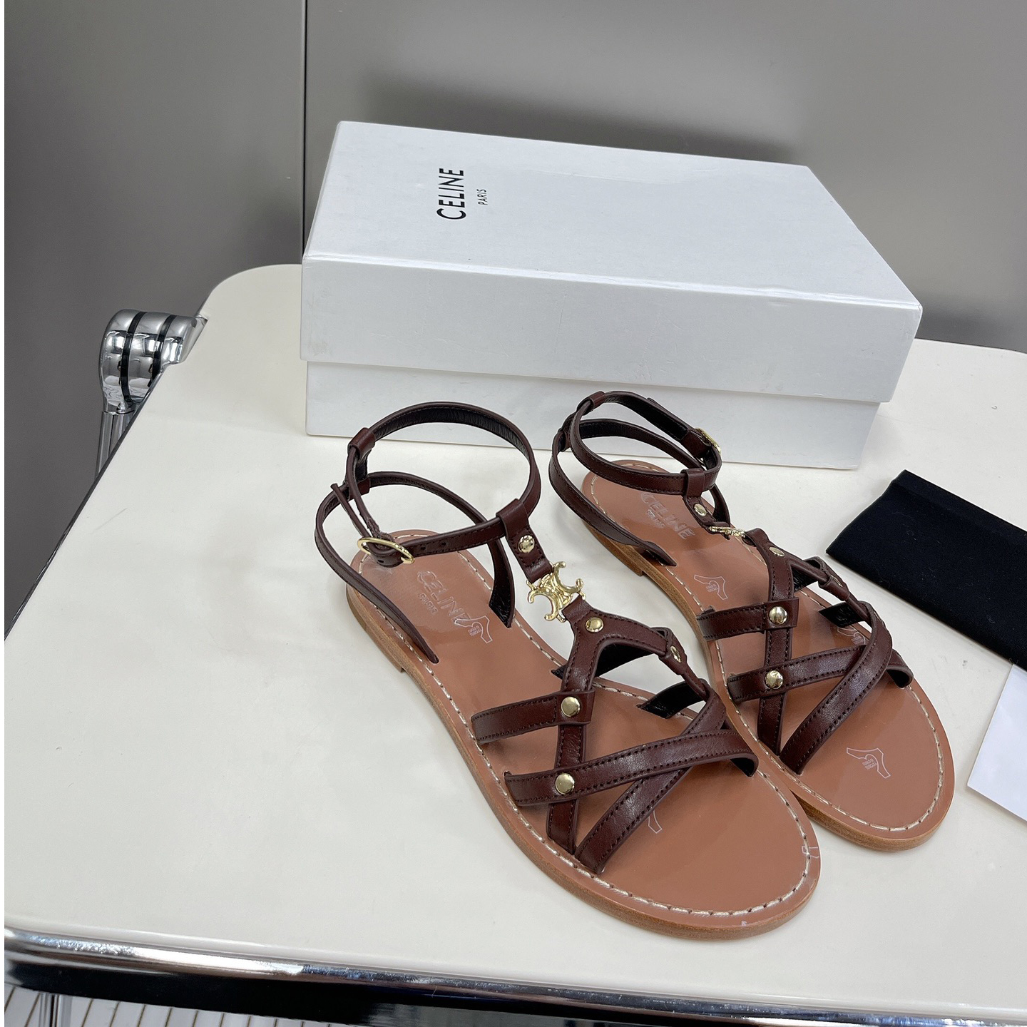 Celine Taillat Triomphe Sandal In Light Brown - PerfectKickZ
