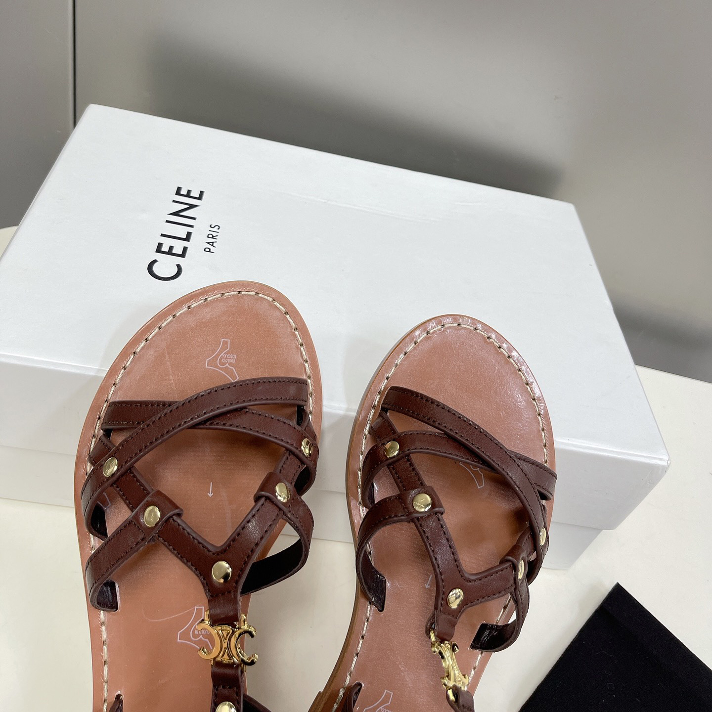 Celine Taillat Triomphe Sandal In Light Brown - PerfectKickZ