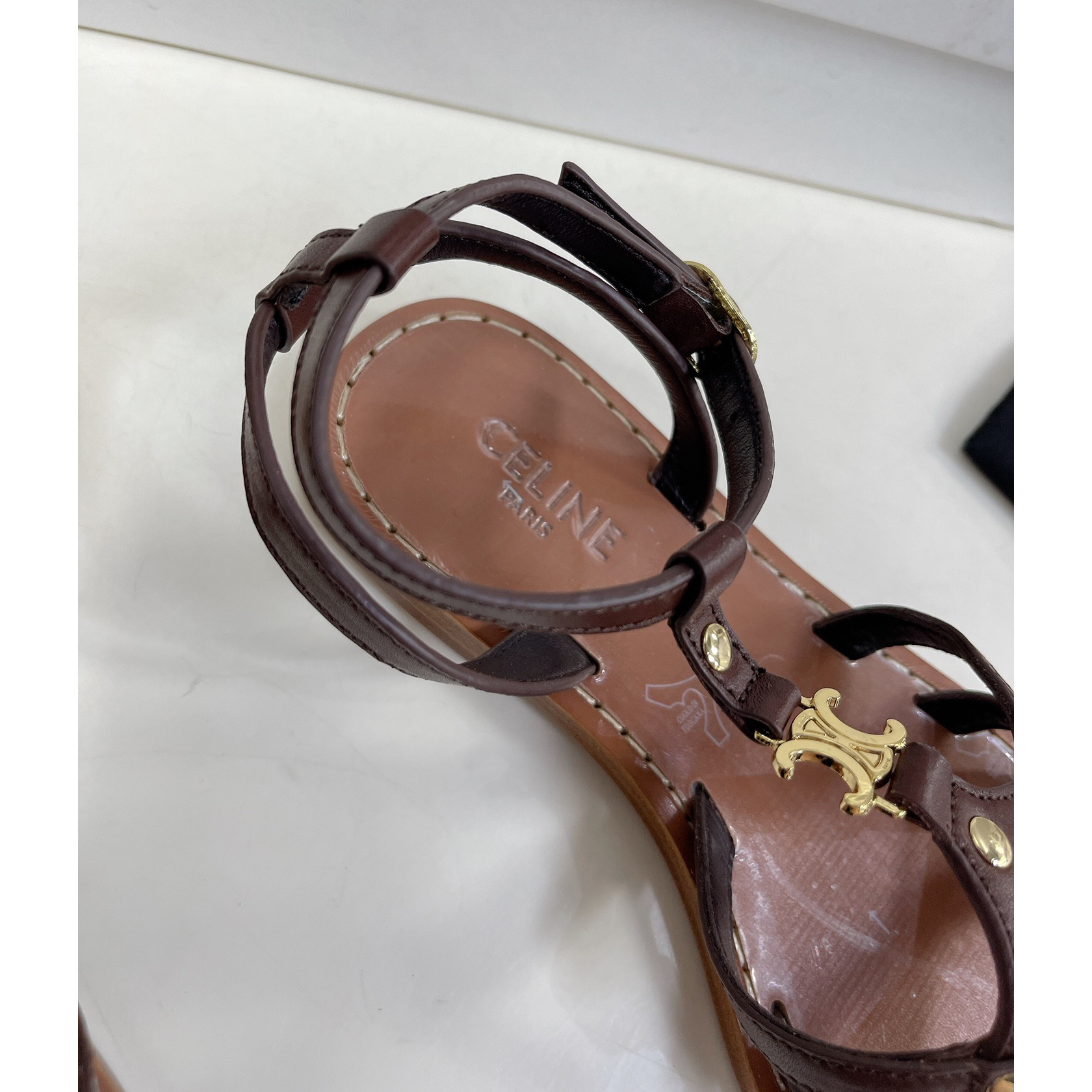 Celine Taillat Triomphe Sandal In Light Brown - PerfectKickZ