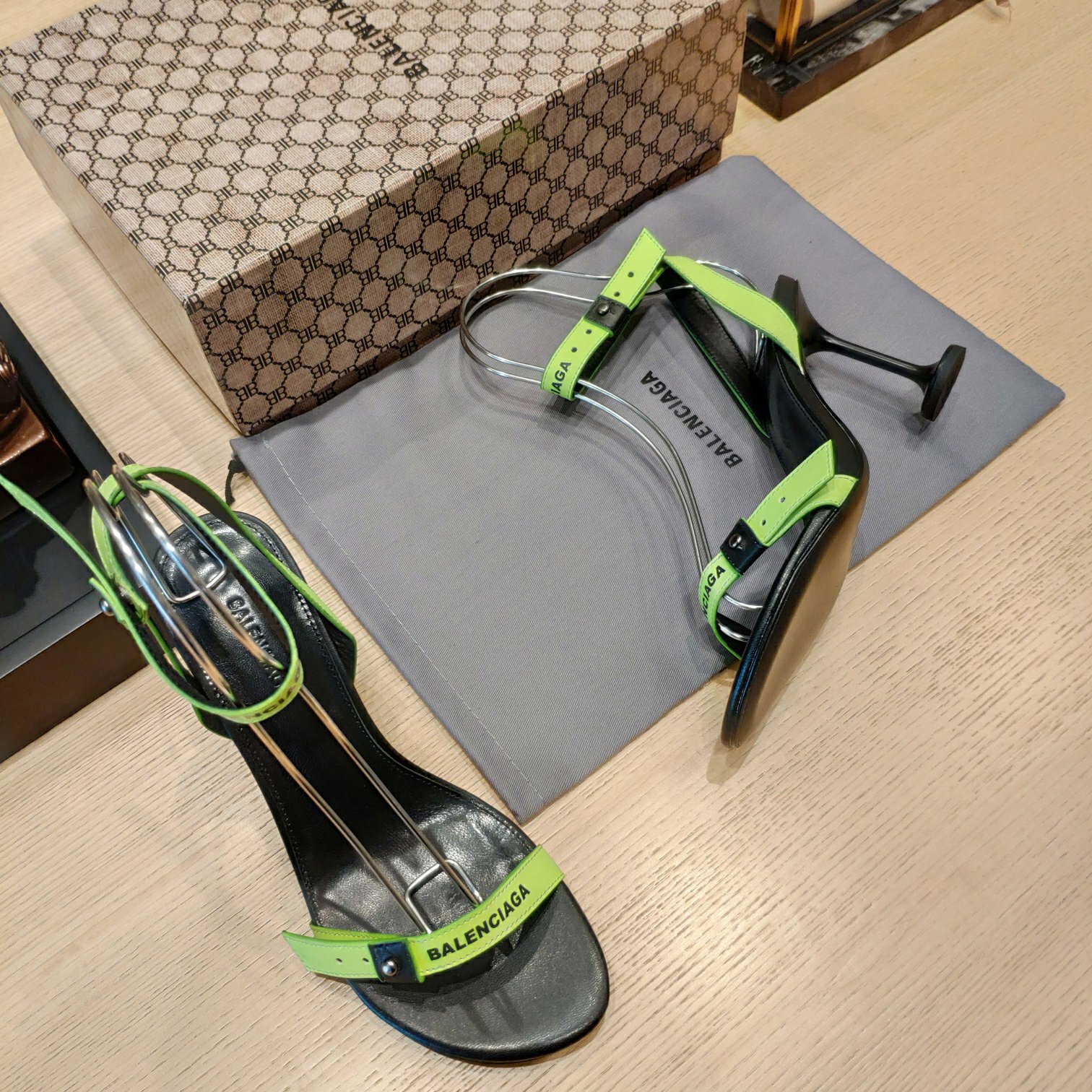 Balenciaga Afterhour 90mm Sandal In Neon Yellow And Black Smooth Calfskin - PerfectKickZ
