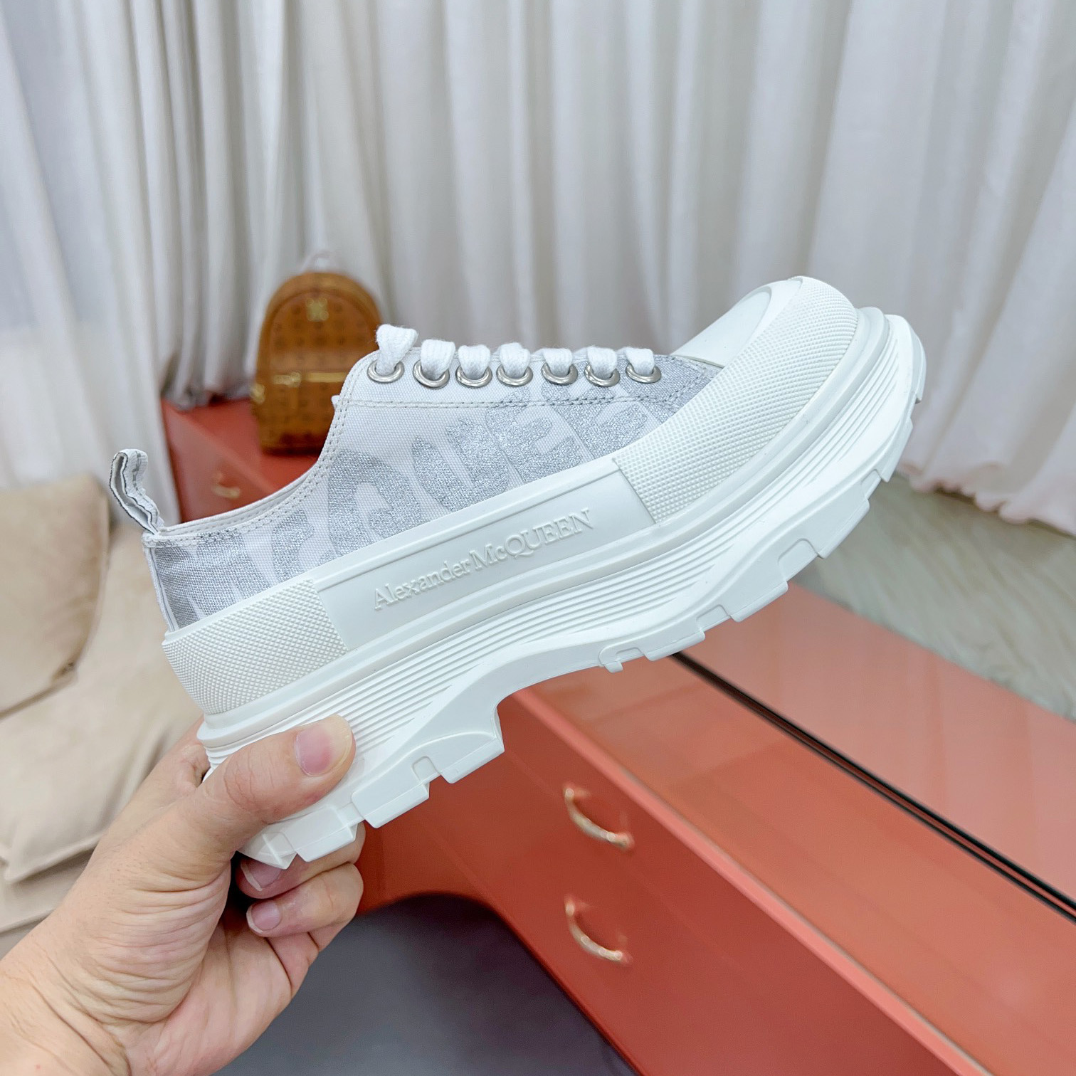 Alexander Mqueen Tread Slick Lace-up In White - PerfectKickZ