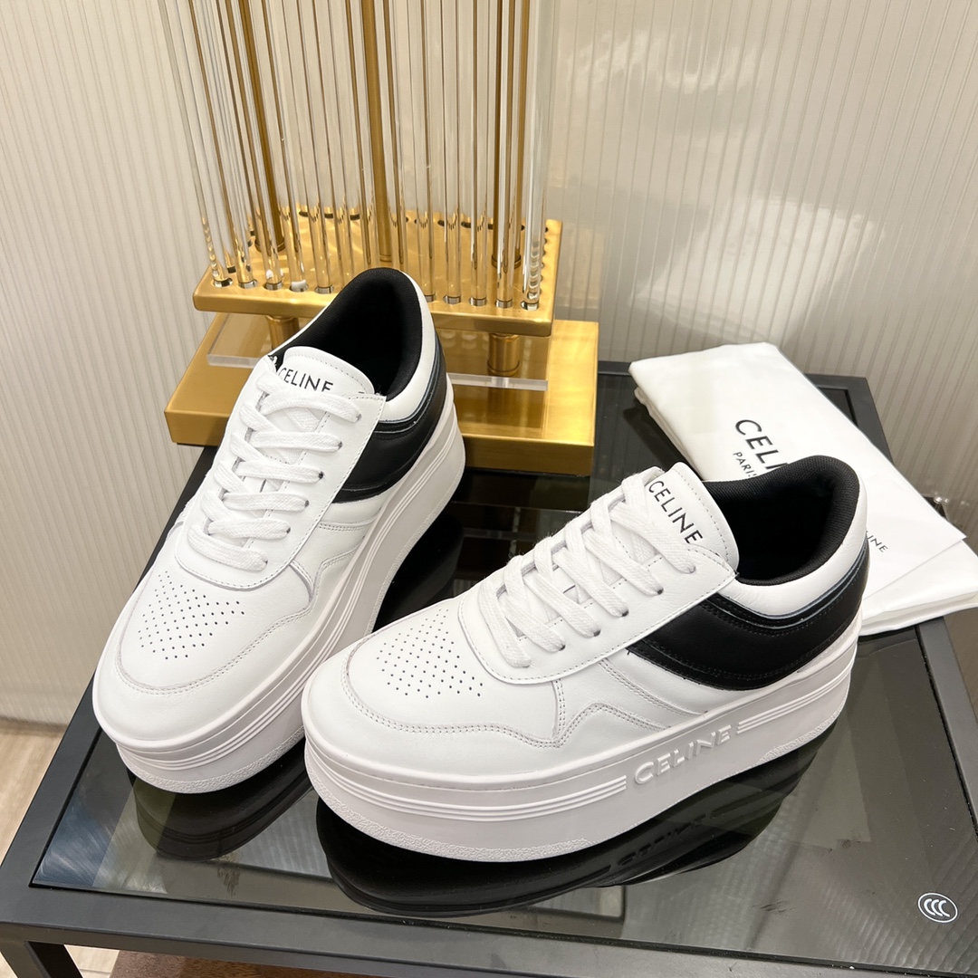 Celine Block Sneakers With Wedge Outsole In Clafskin    - PerfectKickZ