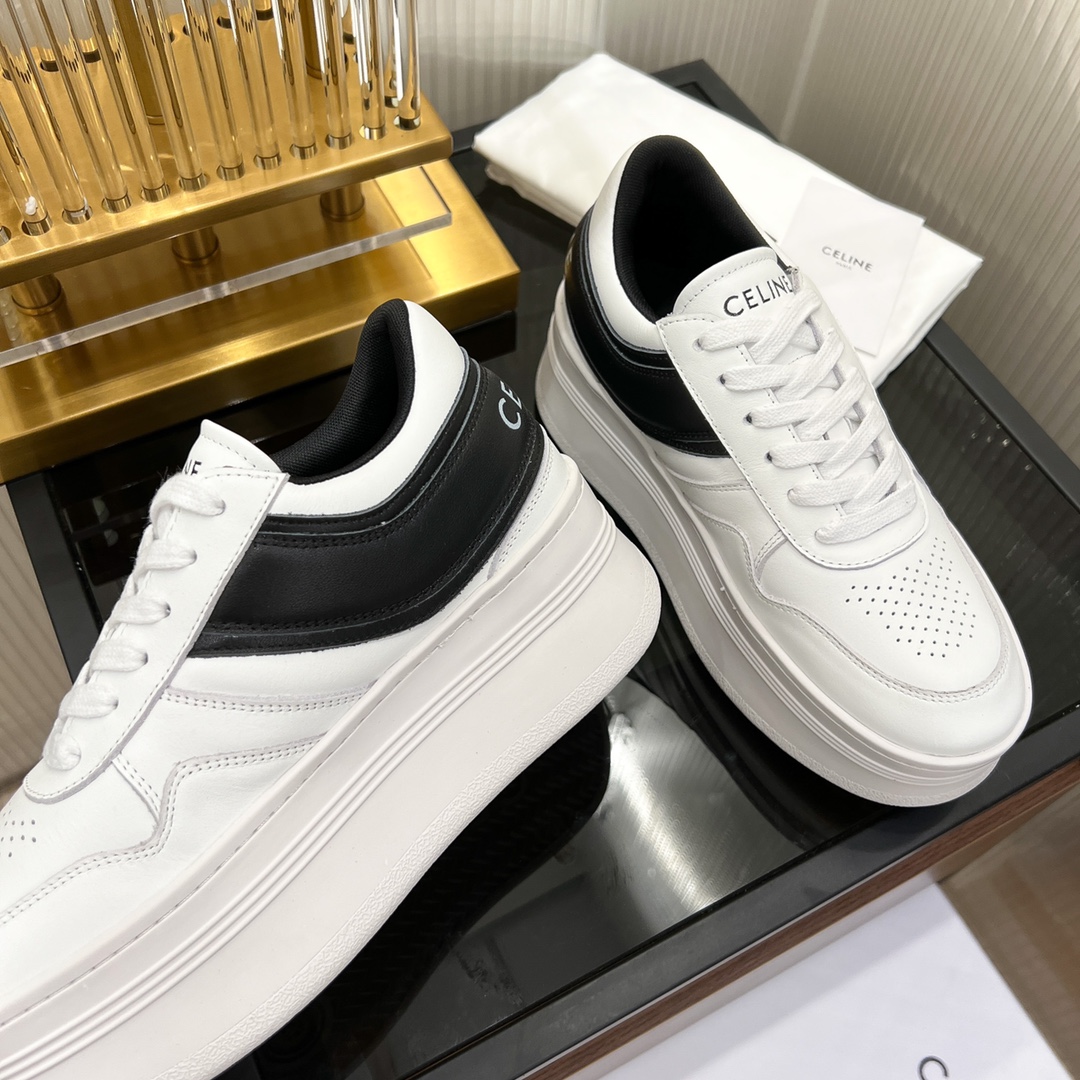Celine Block Sneakers With Wedge Outsole In Clafskin    - PerfectKickZ