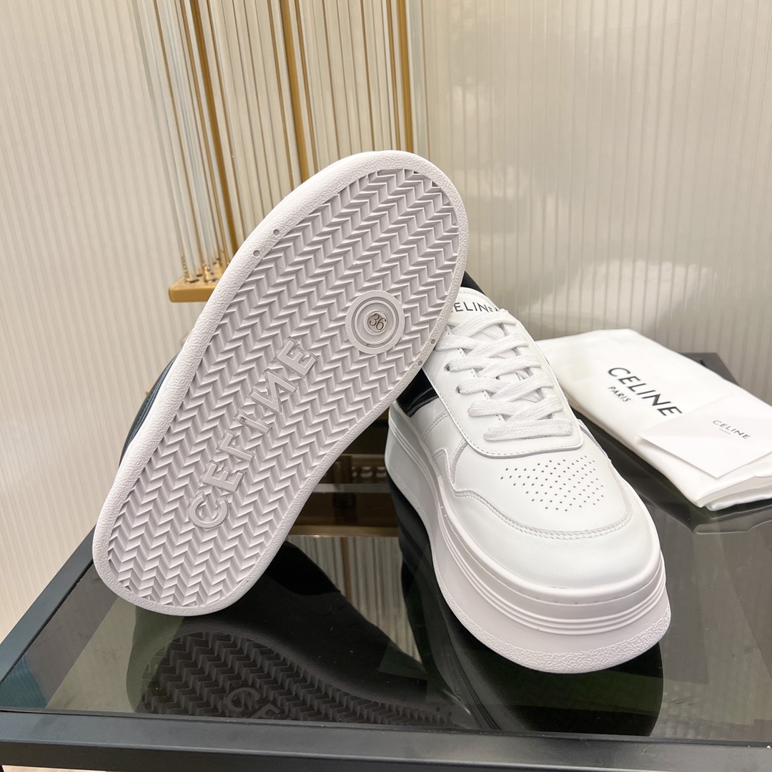 Celine Block Sneakers With Wedge Outsole In Clafskin    - PerfectKickZ