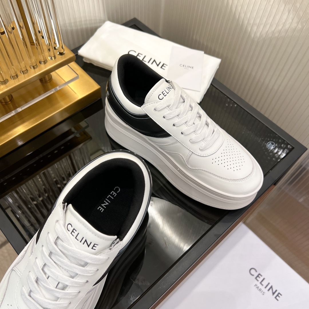 Celine Block Sneakers With Wedge Outsole In Clafskin    - PerfectKickZ