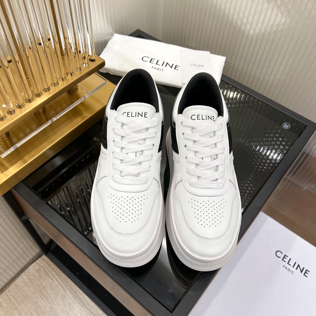 Celine Block Sneakers With Wedge Outsole In Clafskin    - PerfectKickZ